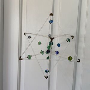 Jewish Star of David Hanging Mobile, 3-D Handmade Artesian with glass beads NEW